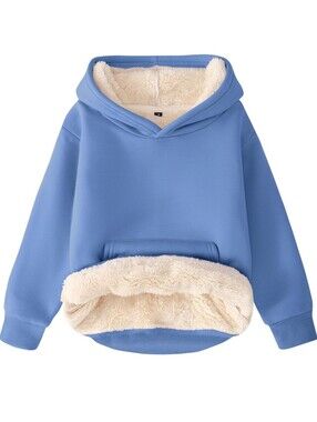 Cozy Plush-Lined Hoodie in Periwinkle Blue Size 8-9